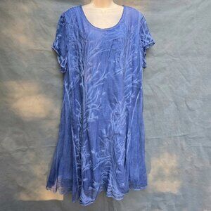 Soft Surroundings Dress Silk Lagenlook Size 2X Short Sleeve Scoop Neck